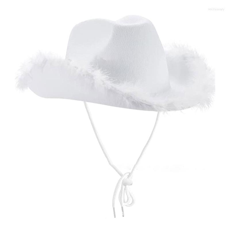 

Berets Feather Cowboy Hats Jazz Hat For Women Western Model Show Wedding Party Poshoot SuppliesBerets, Black