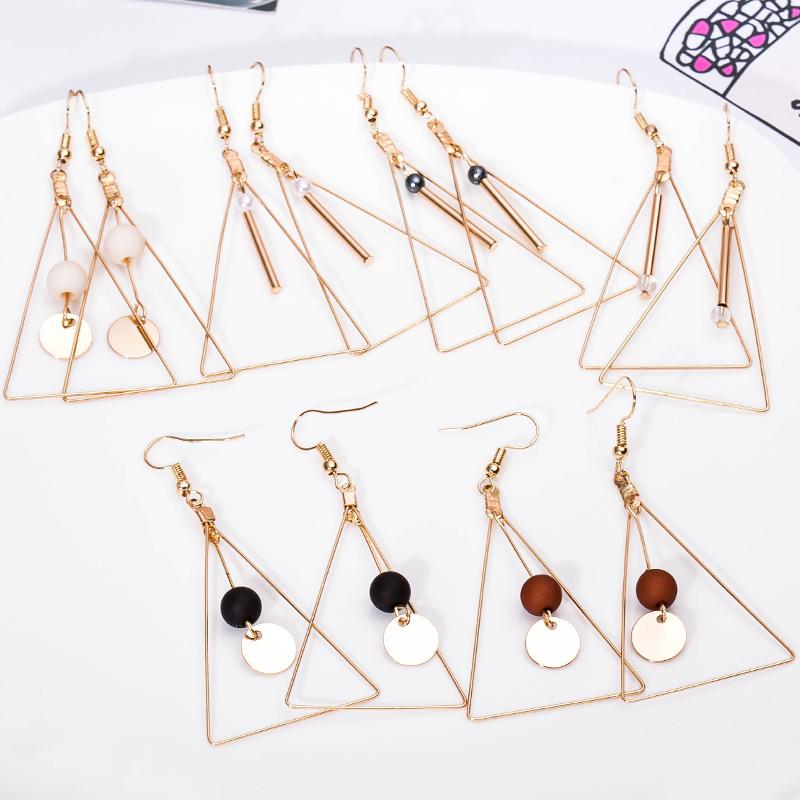 

Dangle & Chandelier Big Triangle Long Tassel Drop Earrings Statement Double Wooden Beads Earring Charm Black White Brown Color Ear For Women