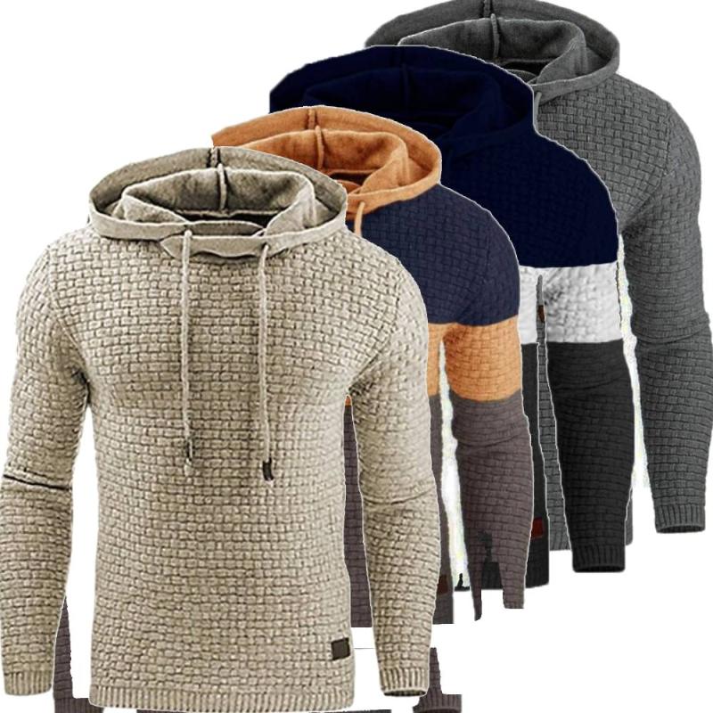 

Men's Hoodies & Sweatshirts Mens Tracksuit Runing Workout Sportswear Jacquard Plaid Hoody Pullover Outerwear Youth Male Streetwear, Dark grey