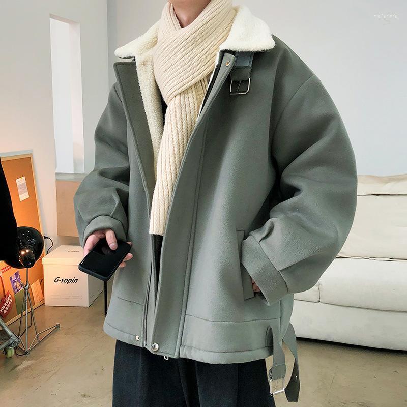 

Men' Wool & Blends Men' Solid Color Short Fleece Overcoat Plus Size Keep Warm Woolen Coat Winter Youth Handsome Jacket TideMen' Nell2, White