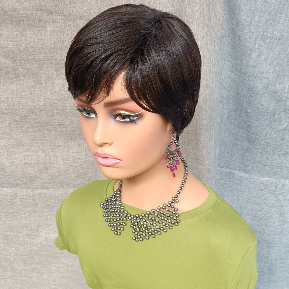 

LX Brand Natural Color Short Bob Straight Human Wigs With Bangs Brazilian Virgin Hair Pixie Cut Wig Cheap Human Hair Wig For Black Womenfact, 150%