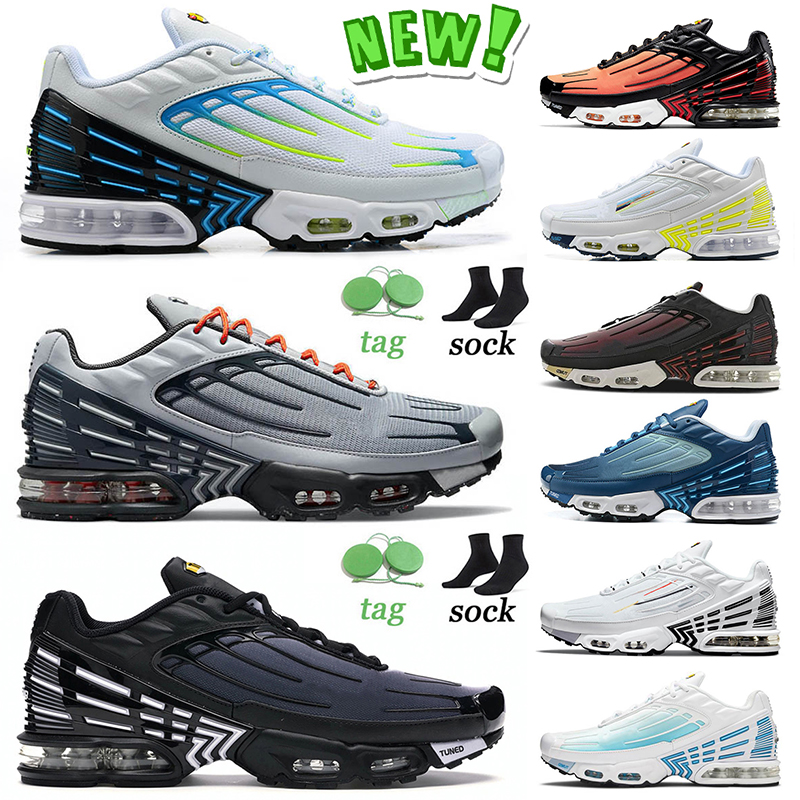 

2022 Hot Selling TN Plus Tuned 3 III Running Shoes Obsidian Tiger Multi White Laser Blue Crimson Red Neon Radiant Red Bone Black Mens Women Trainers Sneakers Size 36-46, B32 black and blue 39-46
