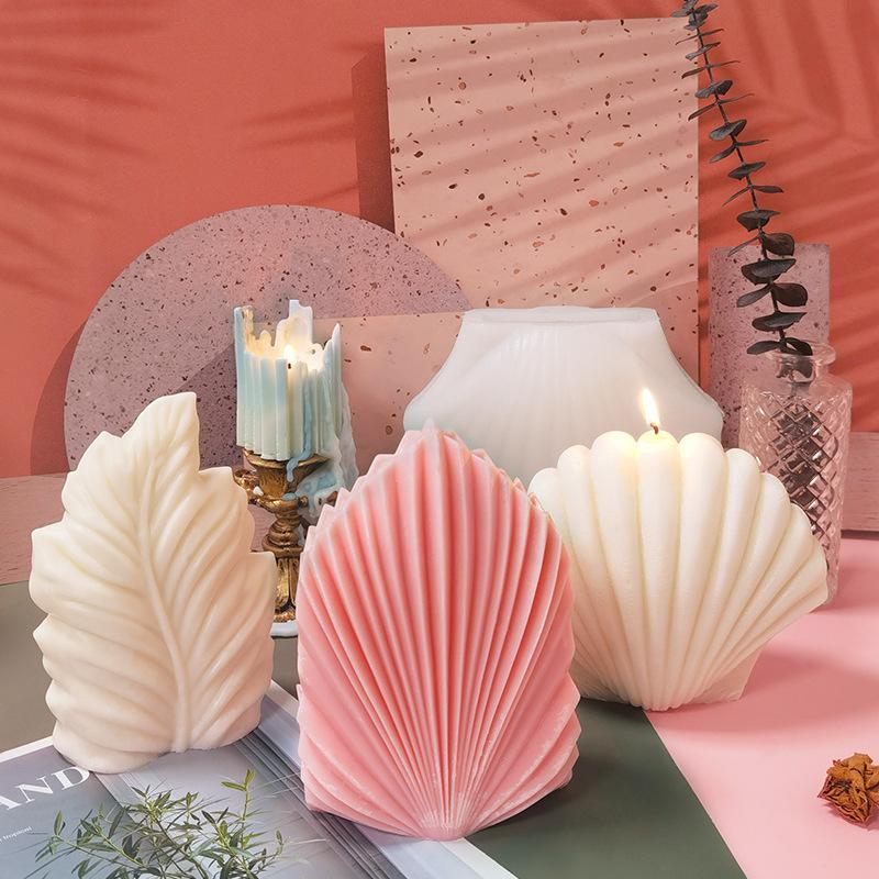 

Craft Tools DIY Silicone Candle Mold Coral Shell Shape 3D Handmade Resin Molds Large Folding Fan Scented Decoration Mould