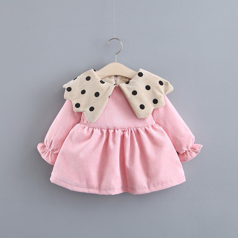 

Girl's Dresses Fall Winter Born Baby Girl's Clothes Outfit Velvet Warm Plaid Cotton Jacket Dress For Girl Baby's Clothing 1st Birthd, Red