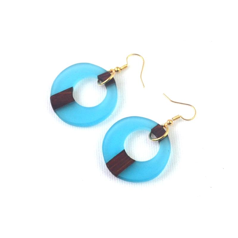 

Dangle & Chandelier 2022 Resin Wood Earrings Retro Handicraft Circular Hanging Rings Jewelry