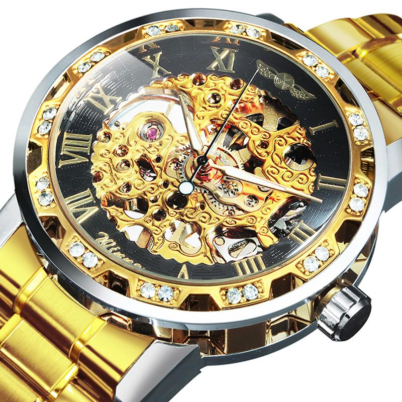 Montres-bracelets Diamant Transparent Montre Mécanique Poignet Squelette Pour Hommes Top Montres Unisexe Taille Horloge Montre HommeMontres-brace