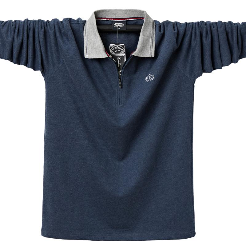 

Men's Polos Men Shirt Autumn Casual Fashion Cotton Male Top Tees Long Sleeve Turn-down Collar Men's Shirts Zippers Large Size 6XLMen's, Gray