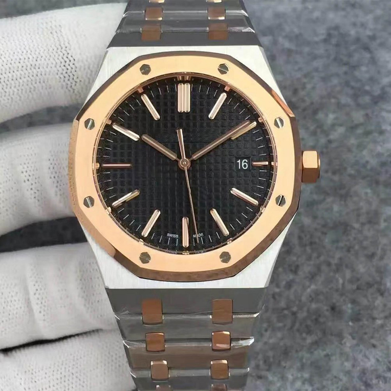 

2022 Royal watch mens 2 tone Silver&Gold Case Black dial mechanical sweeping movement 42mm sapphire glass stainless steel bracelet Luminous wristwatches, 11 make watch waterproof