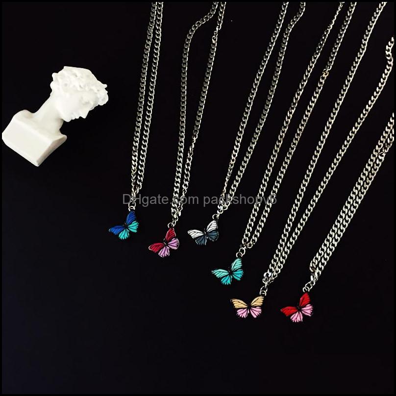 Pendant Necklaces Pendants Jewelry 2021 Hip-Hop Butterfly Stainless Steel Necklace Cute Insect Choker Chain Party For Women Man Friendship