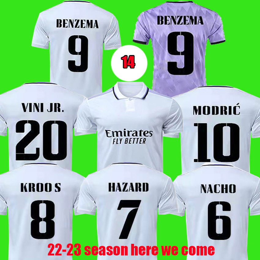 

BENZEMA soccer jersey 22 23 football shirt VINI JR CAMAVINGA ALABA HAZARD ASENSIO MODRIC KROOS VALVERDE REAL MADRIDS camiseta men kids kit 2022 2023 uniforms6 011, 22-23 champions aldult ucl