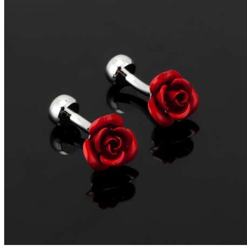 

newest Luxury Fashion red rose Cufflink For Mens&Women High Quality Vintage Antique France Shirt Cuff Links For Men Jewelry260Z