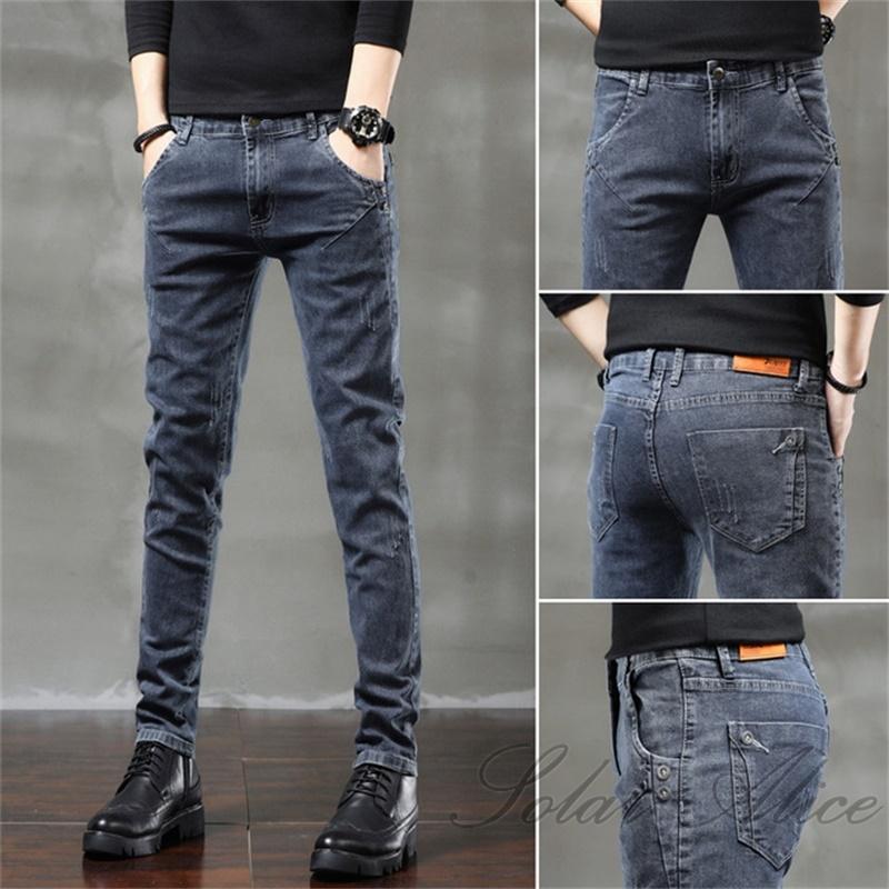 

Men's Jeans Men's Fall/winter Mid-waist High-end Stretch Slim Slimming Pencil Casual PantsMen's, Gray