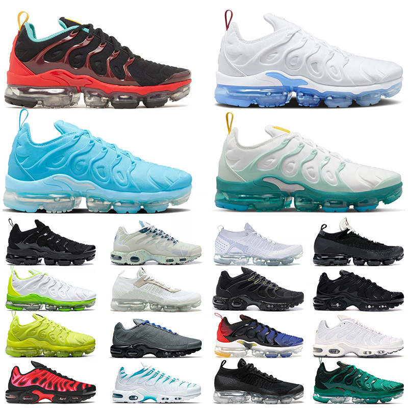 

New Arrival Tn Plus Men Women Designer Running Shoes Eur 46 47 Tennis University Blue Terrascape Atlanta Fly Knit Flynit Sports Sneakers Trainers Big Size 12 13, 36-46 triple white