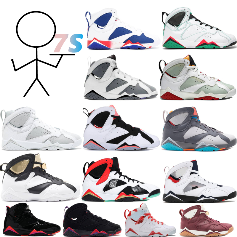 

2022 High Quality 7s basketball shoes 7 Sneakers Tinker Alternate Flint Black Gloss Pure Money Multi-color Hare Hot Lava Verde Men Women Outdoor Trainers 40-47, Box