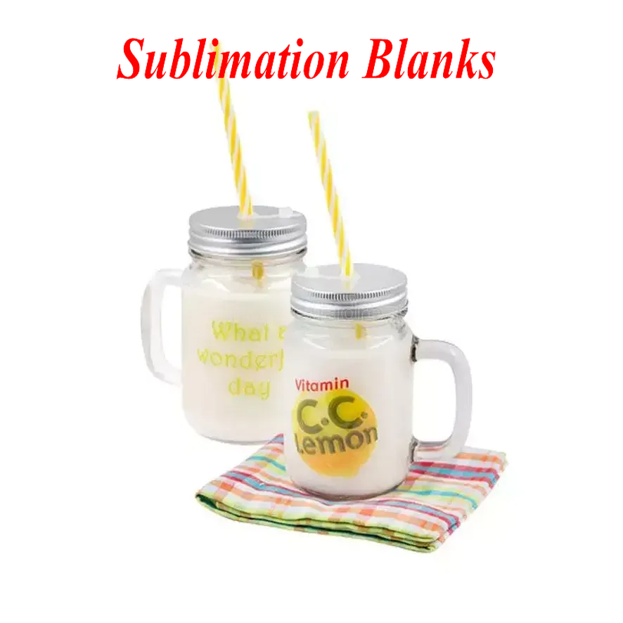 

Sublimation Drinkware 16oz Blank Clear Frosted Mason Jars with Handle for DIY Lovers Double Wall 430ml Glass Mugs Heat Transfer Printing Tumblers Lid Straw sxa13, 16oz clear