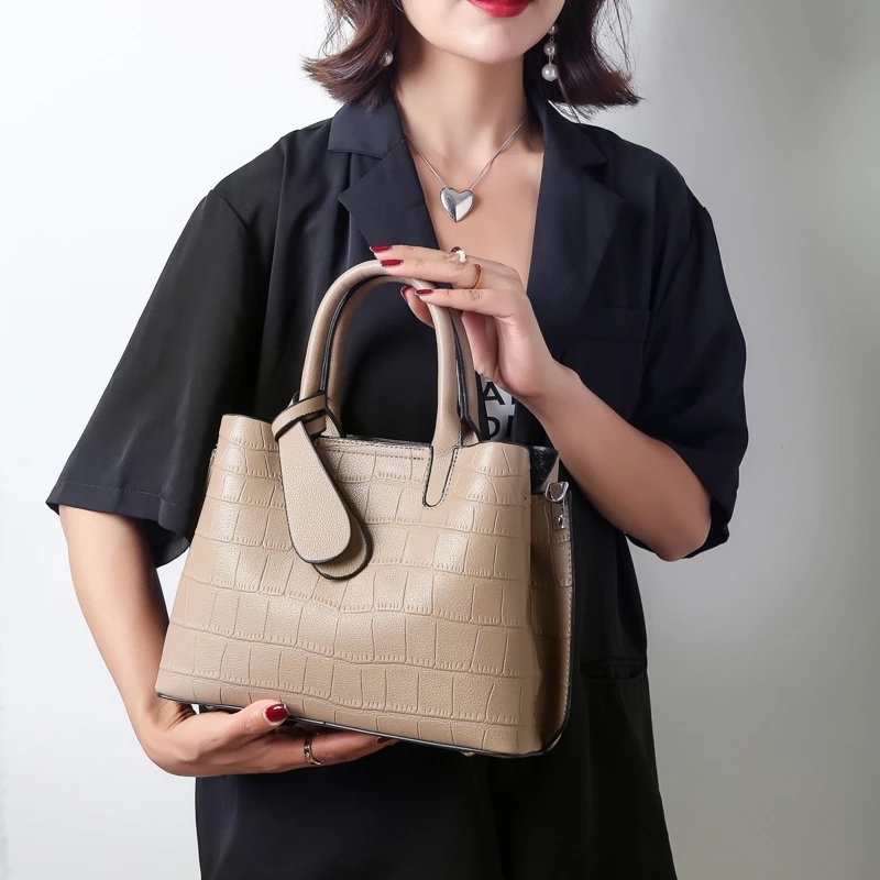 Leather Crossbody Bags For Women Spring Crocodile Pattern Solid Color Lady Shoulder Handbags Simple Female Totes