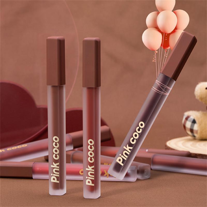 

Lip Gloss COCO Light Satin Powder Mist Glaze Silky Matte Lipstick Half Dip Cup White Student Mud Makeup CosmeticLip, 04