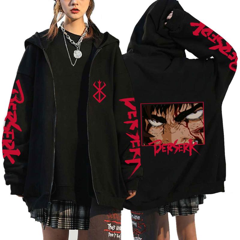 

Men' Jackets Japan Anime Berserk Harajuku Guts Eyes Manga Zip Hoodies Sweatshirt Gothic Winter Pullover Fashion Long Sleeve Men SweatshirtM, Black-1