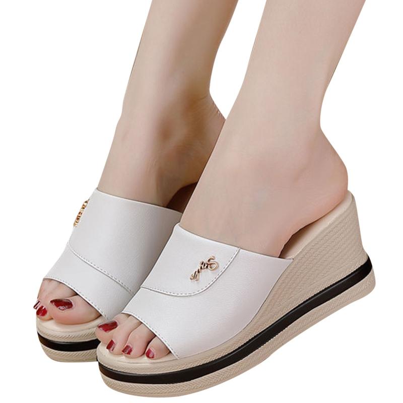 

Sandals Womens Green Fashion Summer Women Wedge Heel Thick Sole Fish Mouth Solid Color Casual SandalsSandalsSandals, Beige