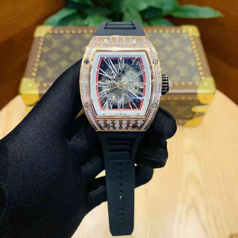 Montre-bracelet de luxe Richa Milles Business pour hommes Rm023 évider mode diamant incrusté mécanique montre pour hommes suisse carré automatiqu