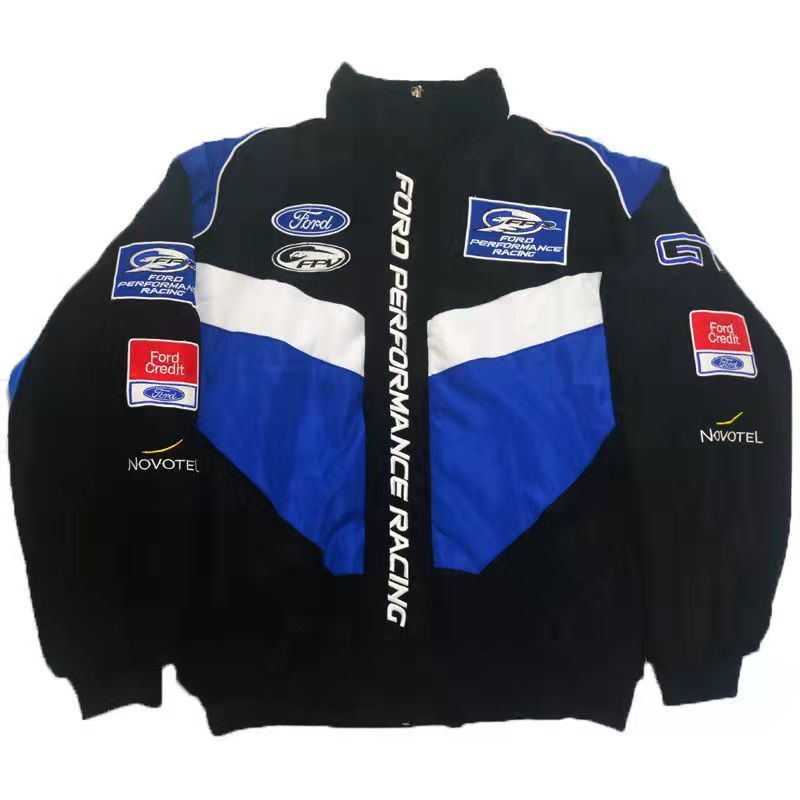 

YICIYA Bomber Woman Varsity Jacket Long Sleeve American Racing Printing Stand Collar Coat, Black