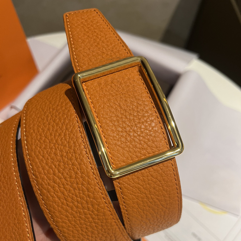 

New h belt big name letter buckle designer luxury men's business belt lychee pattern casual suit, Black