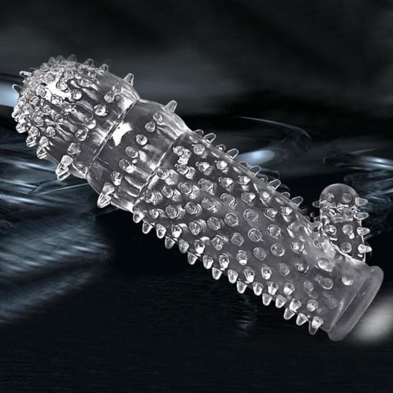 Massager Sex Toy Flexible Glue Penis Sleeve Delay Time Crystal Cock Rings Reusable Condom Extension Adult Toys for Men-image-769448797