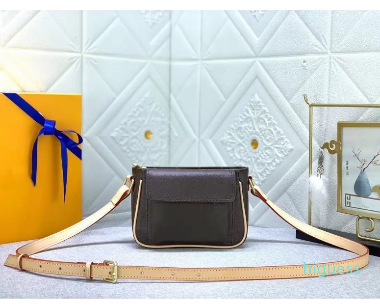 

2022-Women Classic Vivacite Shoulder Bags Ladies Designer Mini Flaps Crossbody Bag Handbags Small Purse, Brown
