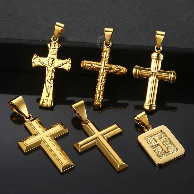 

Pendant Necklaces Davieslee Crucifix Jesus Cross For Men Women Gold Christian Pendants Woman Jewelry Gifts Drop Wholesale LGPP01Pendant