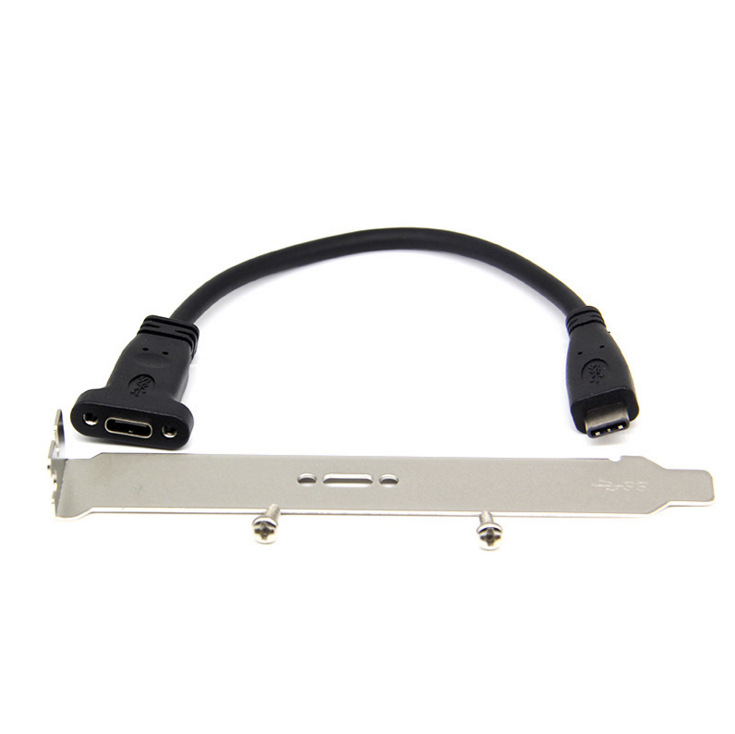USB 3.1 Type C Male to Female Front Panel Mount Data Extension Cable 16 Core Black 20cm-image-765093272
