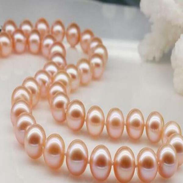 

Charming 8-9mm real natural South sea pink pearl necklace 14k
