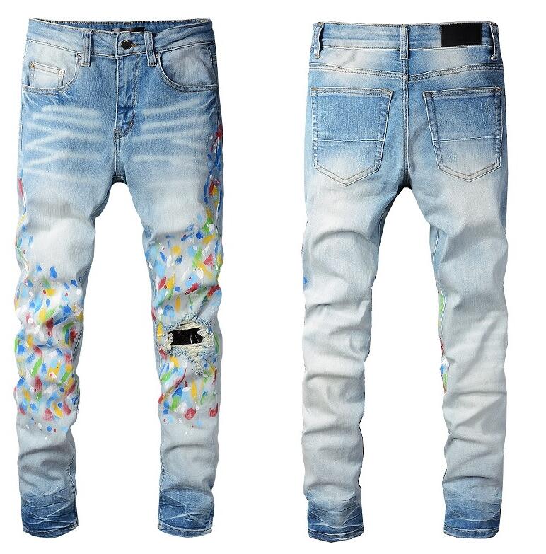 

Fashion Mens Jeans Cool Style Luxury Designer Denim Pant Distressed Ripped Biker Black Blue Slim Fit Motorcycle Size 28-40 M3iq, 18