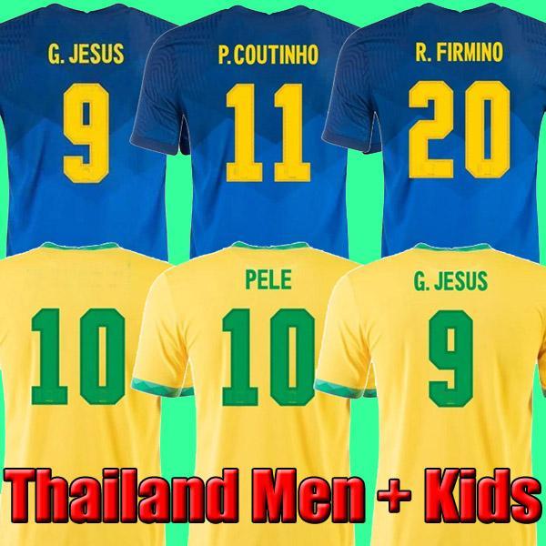 

2021 Camiseta de futbol PAQUETA NERES COUTINHO bRAZILS football shirt FIRMINO JESUS soccer jersey MARCELO PELE brasil 20 21 maillot de foot, Home kids