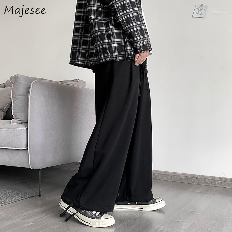 

Men's Pants Men Casual Autumn Wide Leg Trousers Male 2XL Solid Joggers High Elasticity Cozy Breathable Korean Style Ulzzang StreetwearMen's, Black