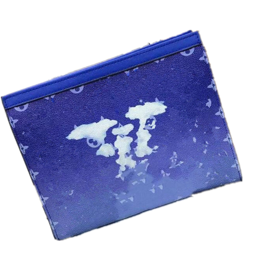 

22SS Unisex Wallet Blue Sky and White Clouds Letter Clutch Bags Multi-Card Slot Storage Wallets Purses Zipper Famous Designer Women Wash Bags Purse