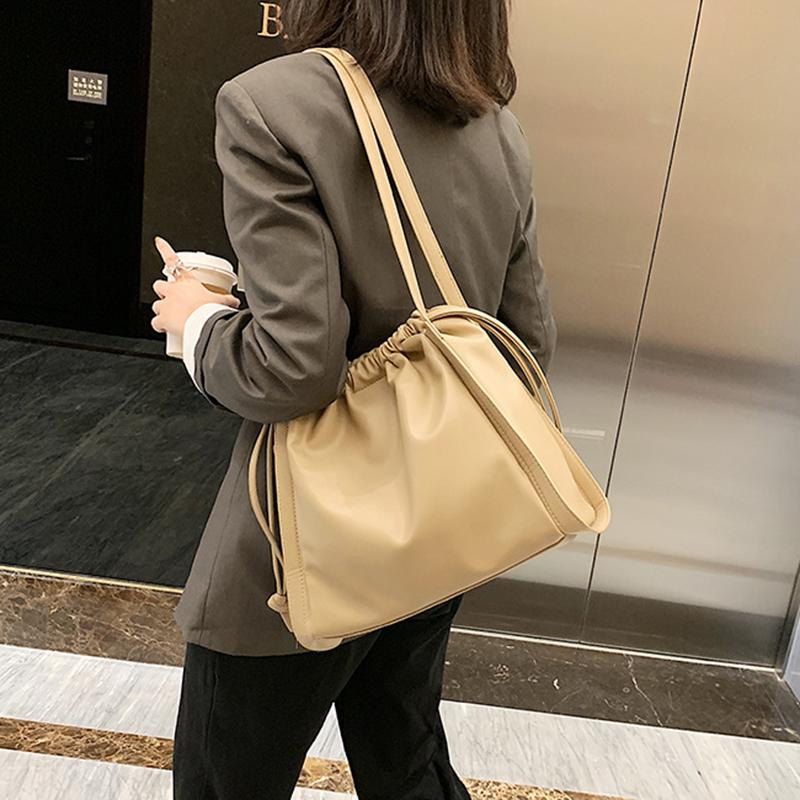 

Evening Bags Casual Large Capacity Women Under-arm Bag 2022 Solid Color PU Shoulder For Woman Brief Style Female Tote Handbag, Black