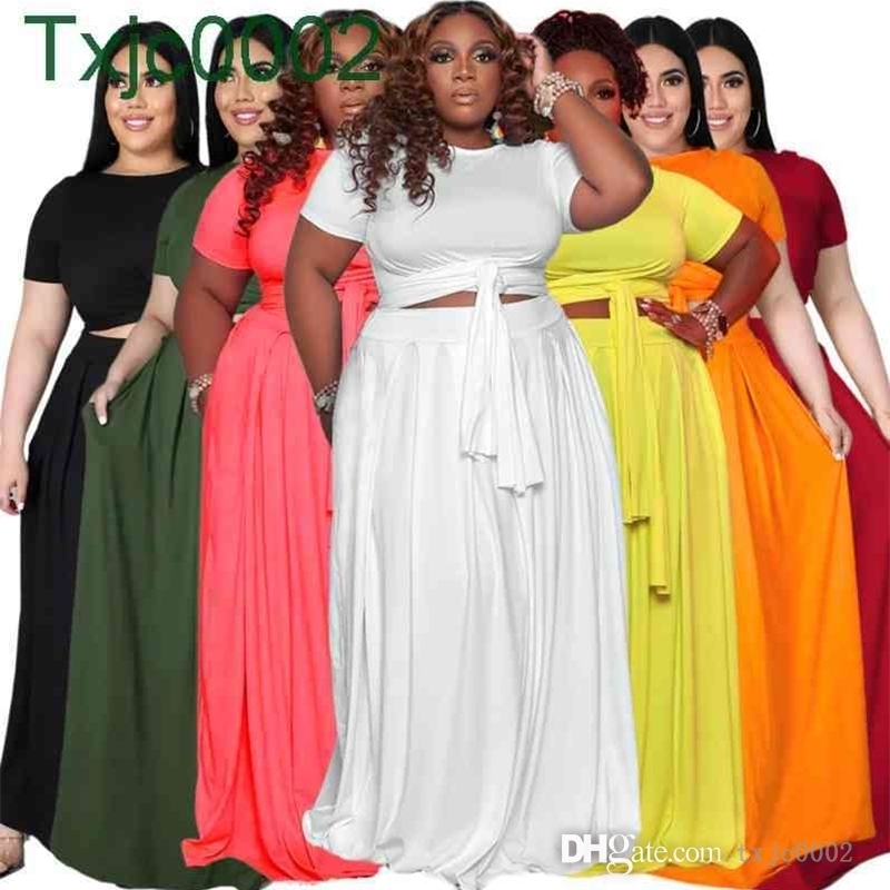 Robes grande taille pour femmes Designer deux pièces ensembles tenues d'été dames à manches courtes croix pansement balançoire robe de mariée