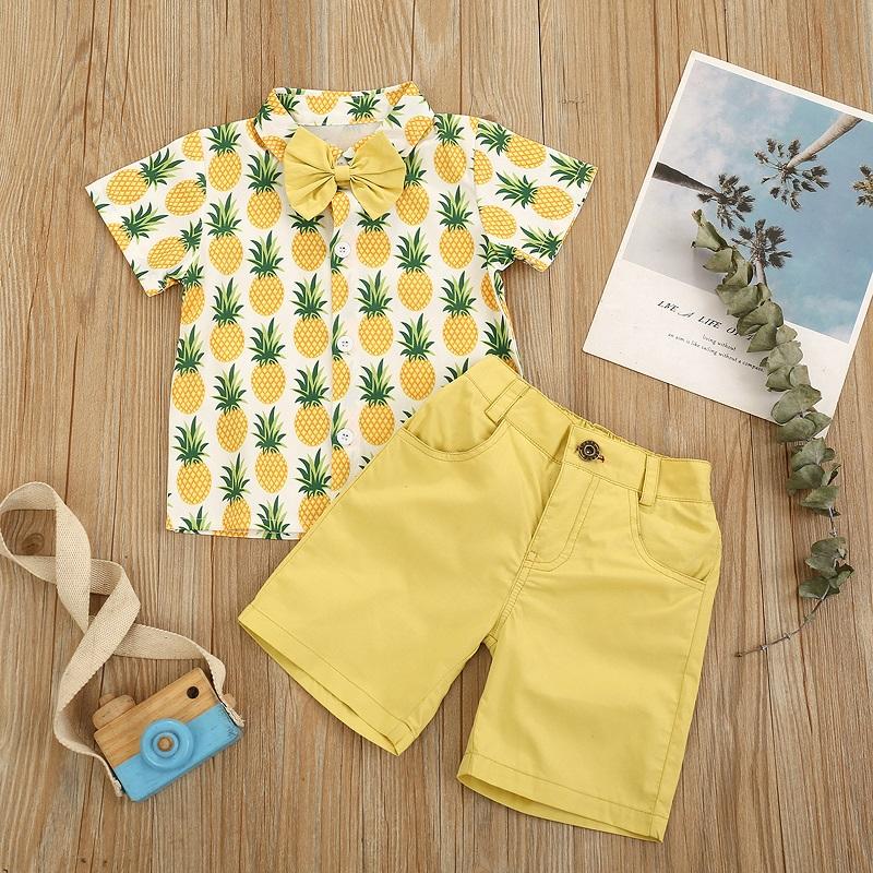 

Clothing Sets 2022 Summer Kids Baby Boy Short Sleeve Print T-shirt Tops Shorts Pant Bottom 2PCS Boys Set, White