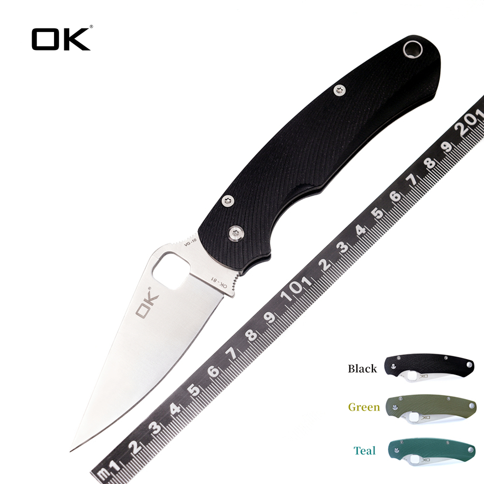 

OK-81 G10 Handle VG-10 Blade Bearing Quick Open Folding Knife Outdoor Camping Hunting Pocket Tactical Self-Defense Collection EDC Tool C81 535 940 781 417 550 C10 Knife