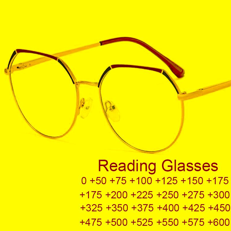 

Sunglasses Luxury Round Anti Blue Light Women's Reading Glasses Fashion Transparent Metal Frame Prescription Eyeglasses 1.75Sunglasses