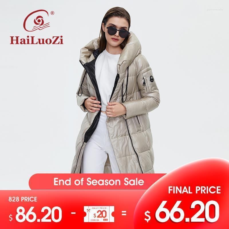 

Women' Down & Parkas HaiLuoZi 2022 Winter Jackets Lengthened Style Padded Parka Warm Hooded Zipper Ladies Fashion Cotton Women Coat 6055 Gu, A107 dark green