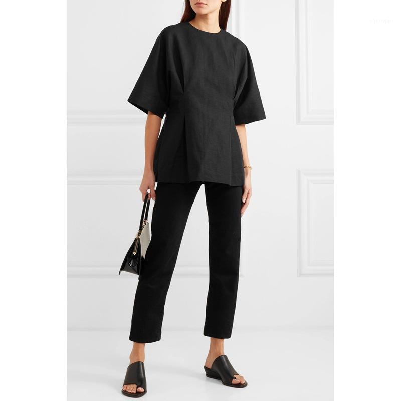 

Women's Blouses & Shirts 2022 Summer Temperament Hedging Round Neck Slim Slimming Shirt Women, Black