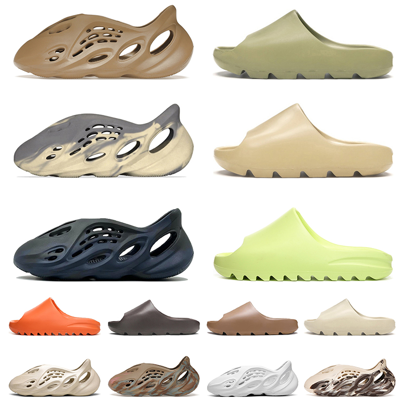 

hotsale slides designer sandals for womens mens slippers Resin Glow Green Beige Desert Sand Earth Brown Moon Gray Vermillion trainers sneakers big size 36-47, #5 black