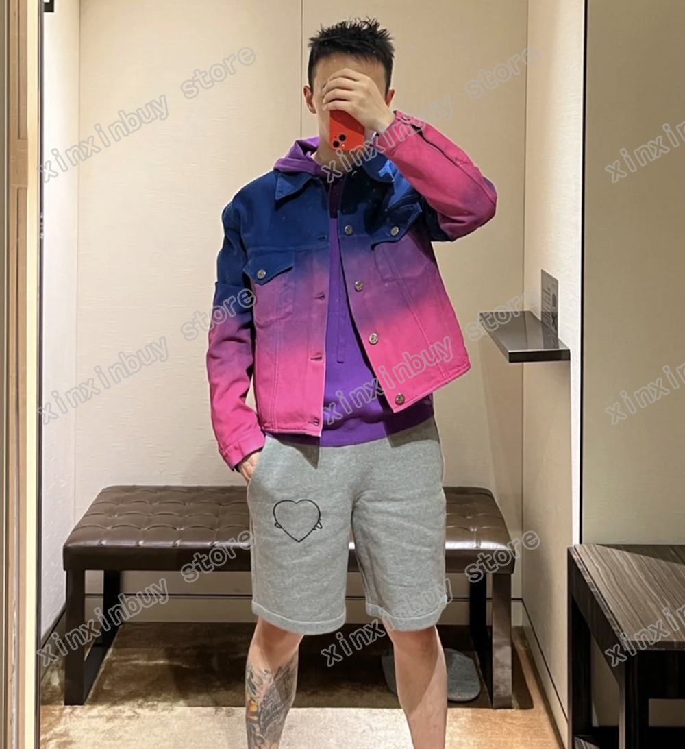 

22ss Men Women Designers Jackets denim coat Gradient print Lapel Neck paris Streetwear black XS-L, Multi
