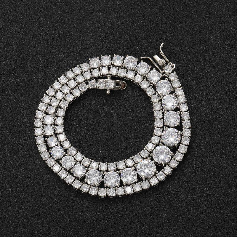 

Chains Personality Brass Tennis Chain 3MM-7MM CZ Gradient In Size Women Necklace BC132Chains