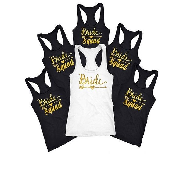 

Women' Tanks & Camis Bachelorette Party Bride Squad Bridal Wedding Bridesmaid Gift Tank Top Shirt Vest Undershirt Singlet, Black-bride squad