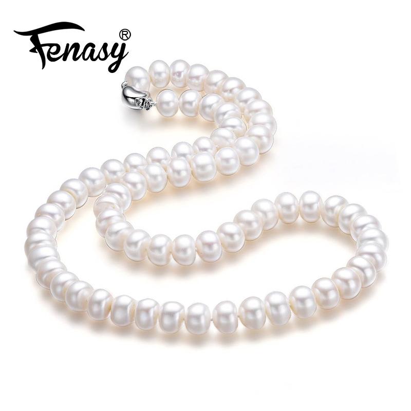 

Chains Fine High Quality Natural Freshwater Pearl Necklace For Women 3 Colors 8-9mm Jewelry 45cm Choker NecklaceChains ChainsChains