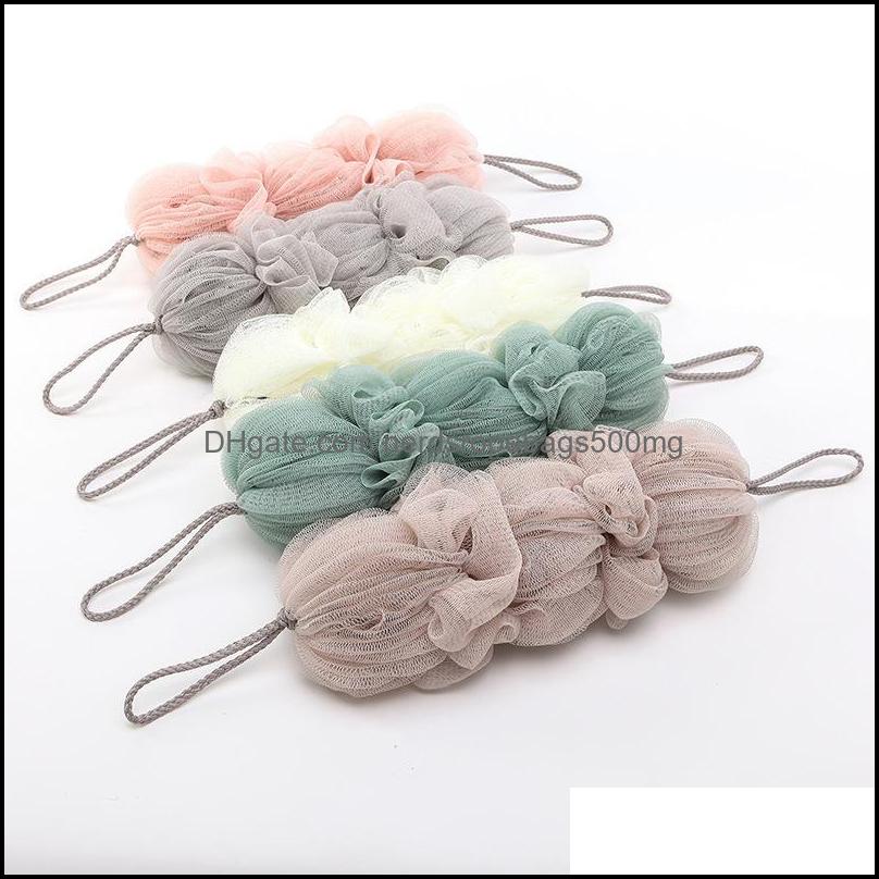 

Bath Brushes Sponges Scrubbers Bathroom Accessories Home Garden Brushes Bigger Soft Ball Flower Design Solid Color Long Loofah Shower Spo