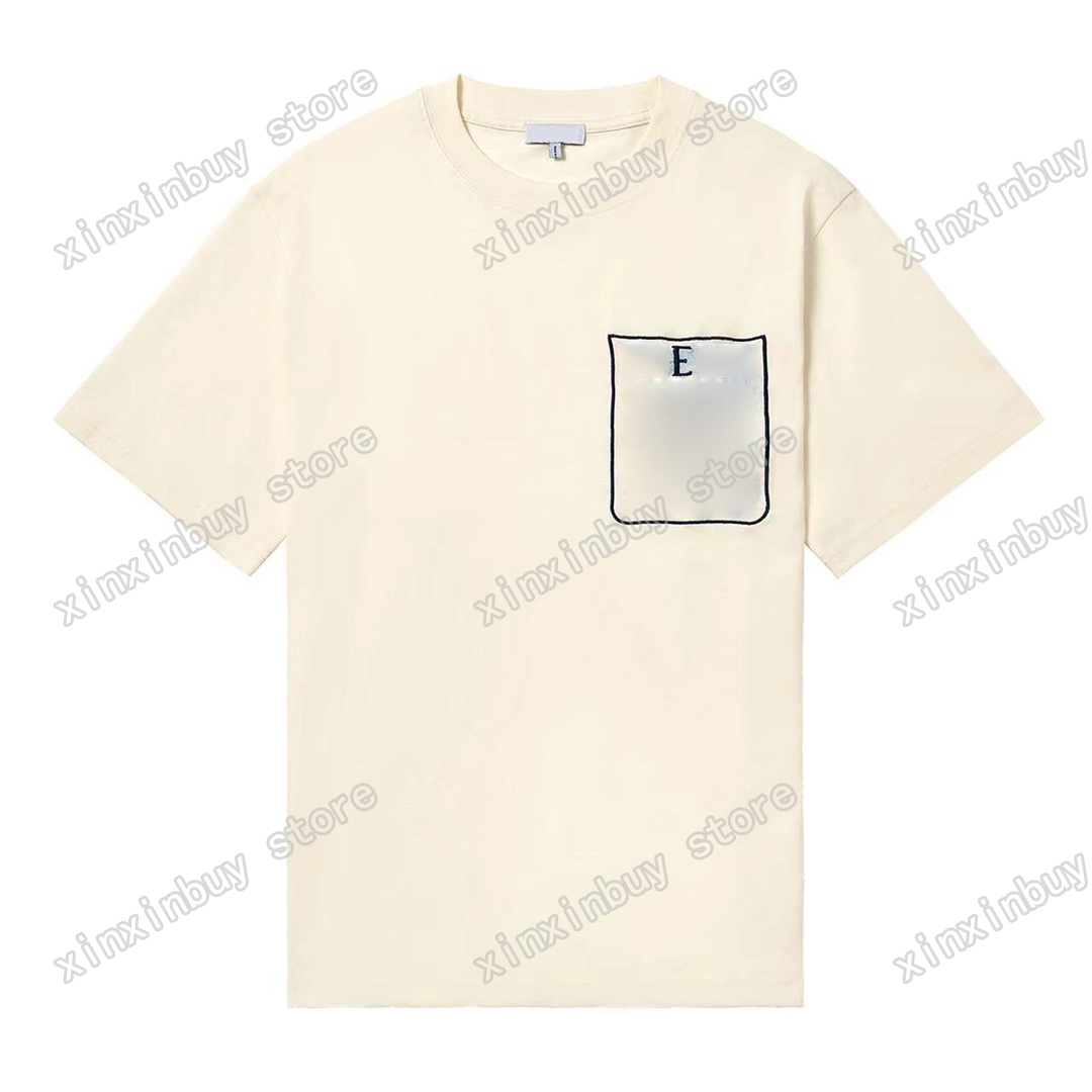 

22ss Men Women Designers t shirts tee Pocket embroidery letter paint cotton short sleeve Crew Neck Streetwear xinxinbuy Black Apricot XS-XL