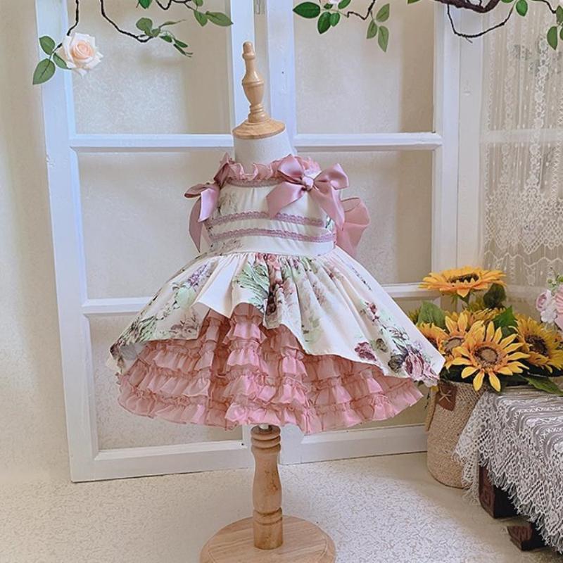 Girl's Dresses Miayii Baby Summer Spanish Vintage Turkey Ball Gown Lace Bow Print Sleeveless Princess Lolita Dress For Girls A378-image-760708451